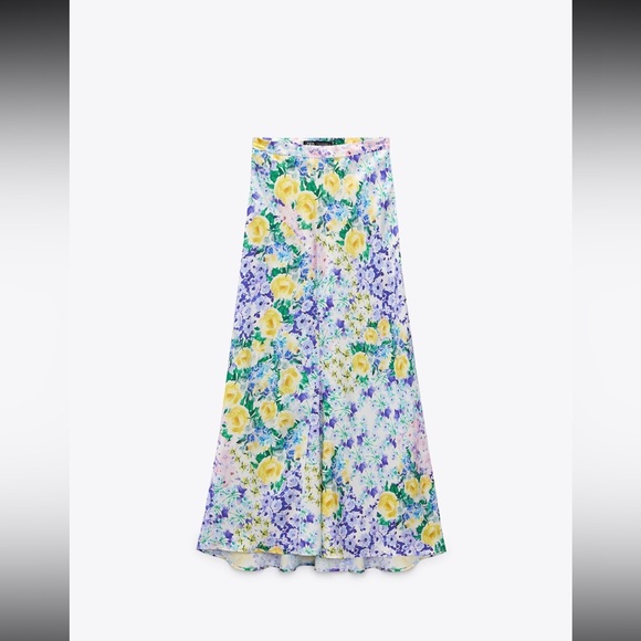 Zara Satin Floral Skirt - Picture 4 of 4